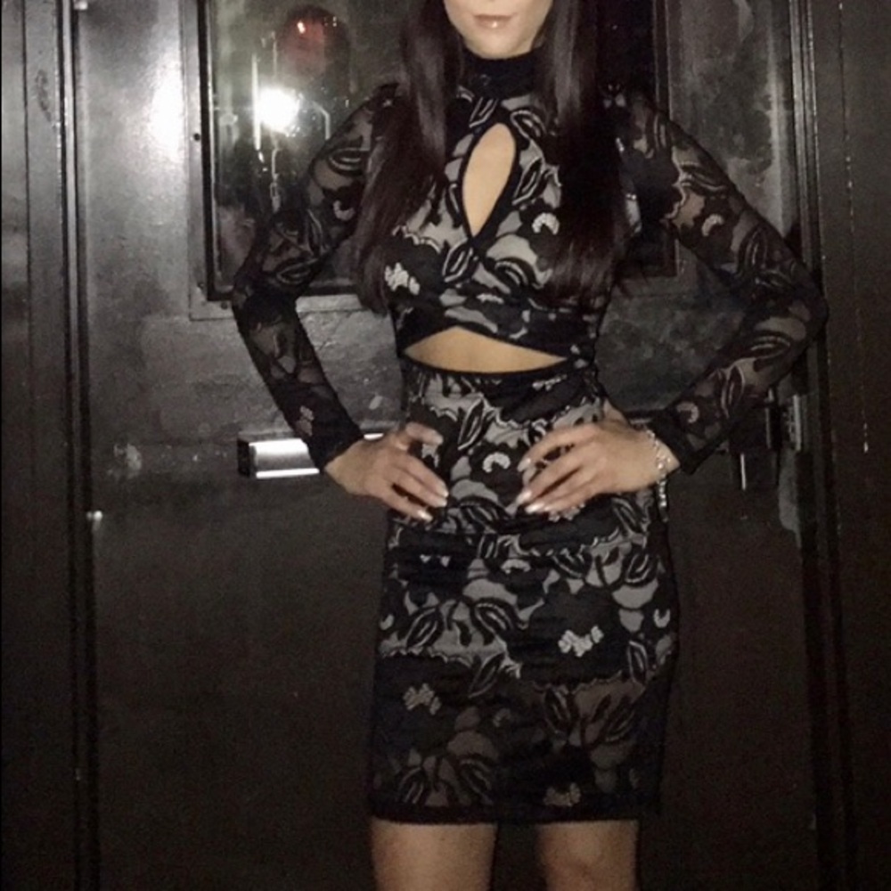 Black Lace cutout dress